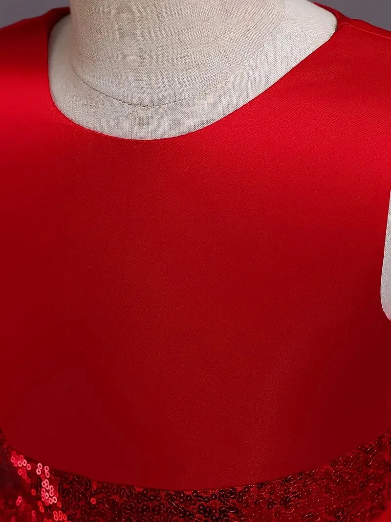 Girls Princess Dress Sleeveless Sequin Mesh Tutu Dress Performance Dress Wedding Flower Girls Dress For Evening Birthday #2038