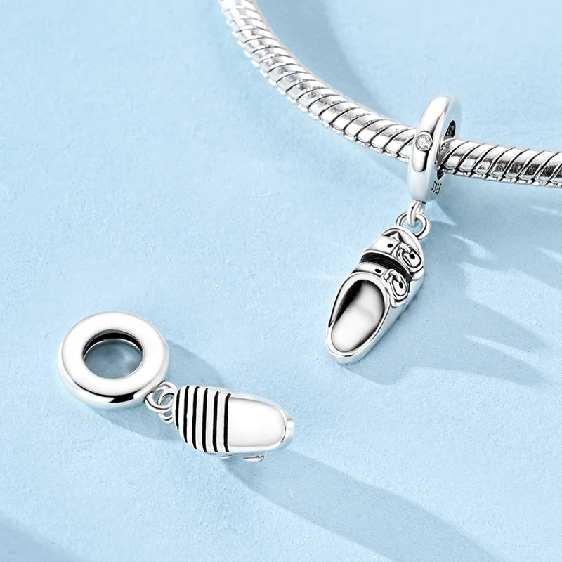 925 Sterling Silver Original Pink Ballet Shoes Charms Ballet Dancer Pendants For Women DIY Bead Fit Original Bracelet Necklace