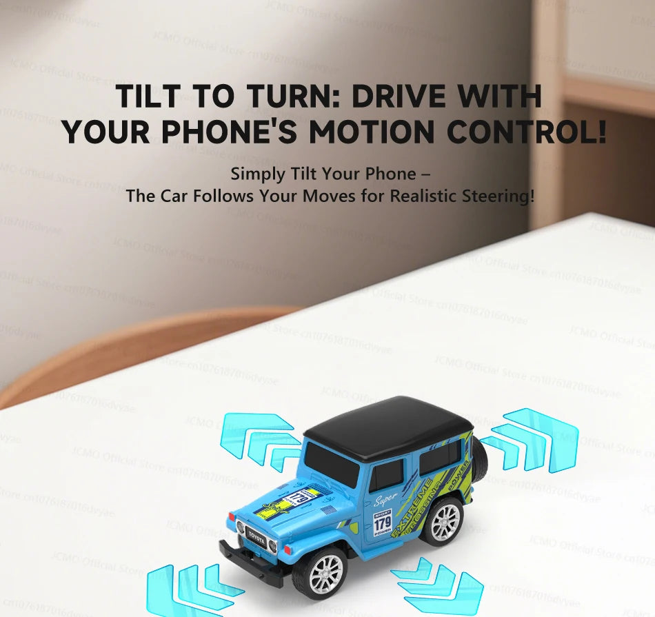 JCMO Mini RC Car 1:64 App/2.4Ghz Remote Control Desktop Small Portable Toy Off Road Vehicle Alloy Carshell For Children Gift New