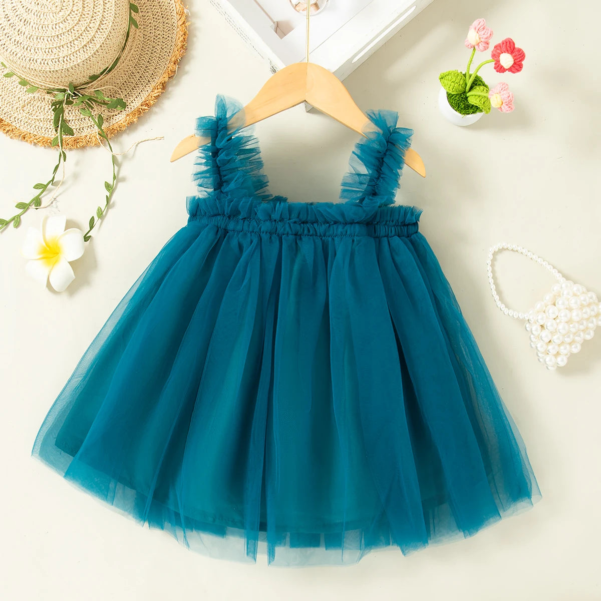 (0-4 Year Old Baby Girl Princess Dress) Summer New Simple Solid Color Chiffon Children'S Sleeveless Clothes For Wedding Parties