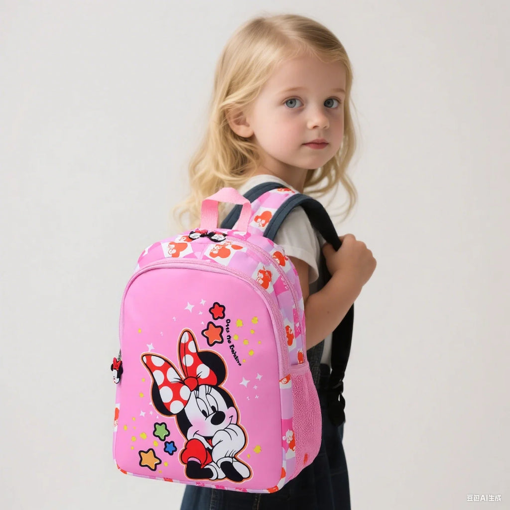 Minnie Print Backpack Large Capacity Lightweight Children's Schoolbag Casual Nylon Cute Knapsack