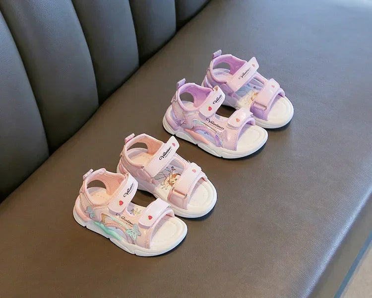 Girls Sandals Gladiator Cartoon Sweet Soft Children Beach Shoes Kids Summer Floral Sandals Princess Shoes Fashion Cute