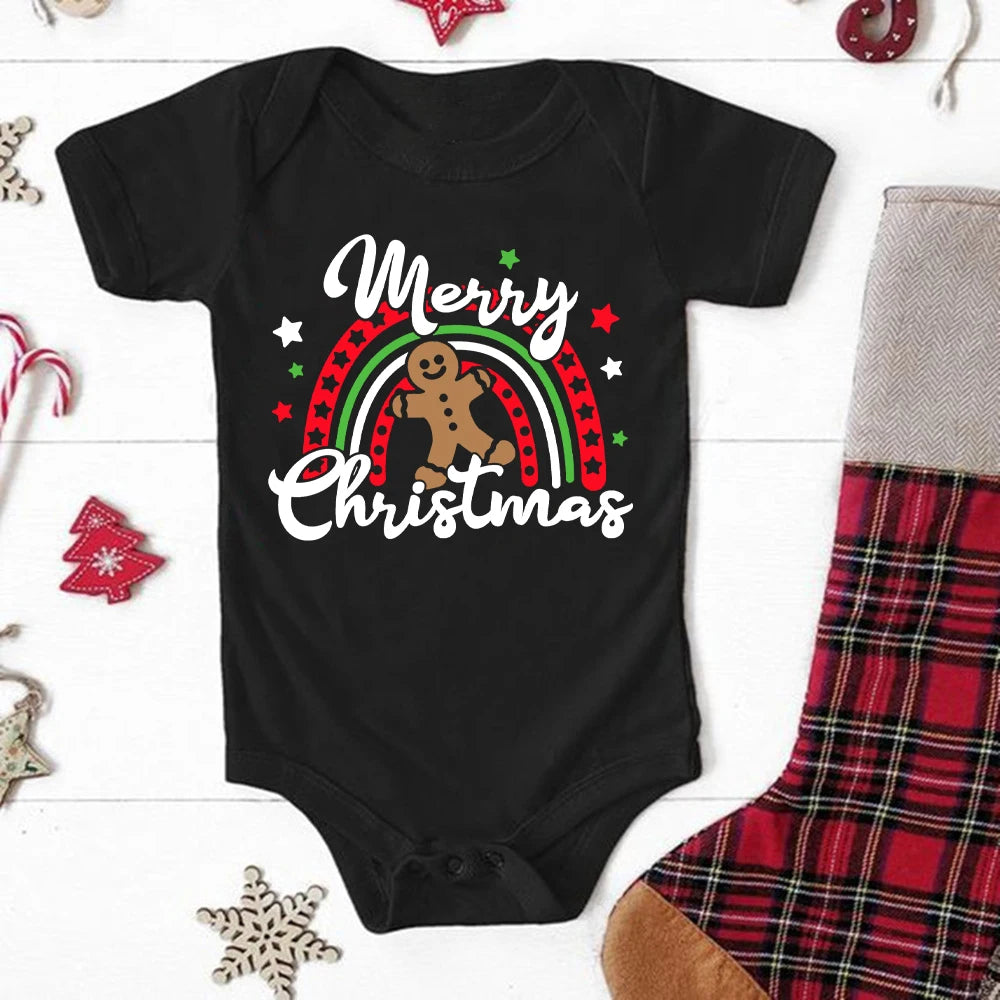 Merry Christmas Family Christmas Matching Outfit Xmas Party Clothes Mom Dad Daughter Son Baby Romper T Shirt Festival Family Set