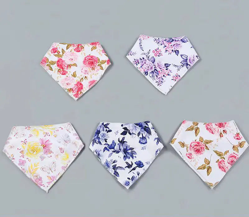 0-2Years Newborn Bibs Solid 5Pcs 8Pcs Baby Feeding Drool Bibs Saliva Towel Triangle Scarf Soft Cotton Adjustable Snap Button