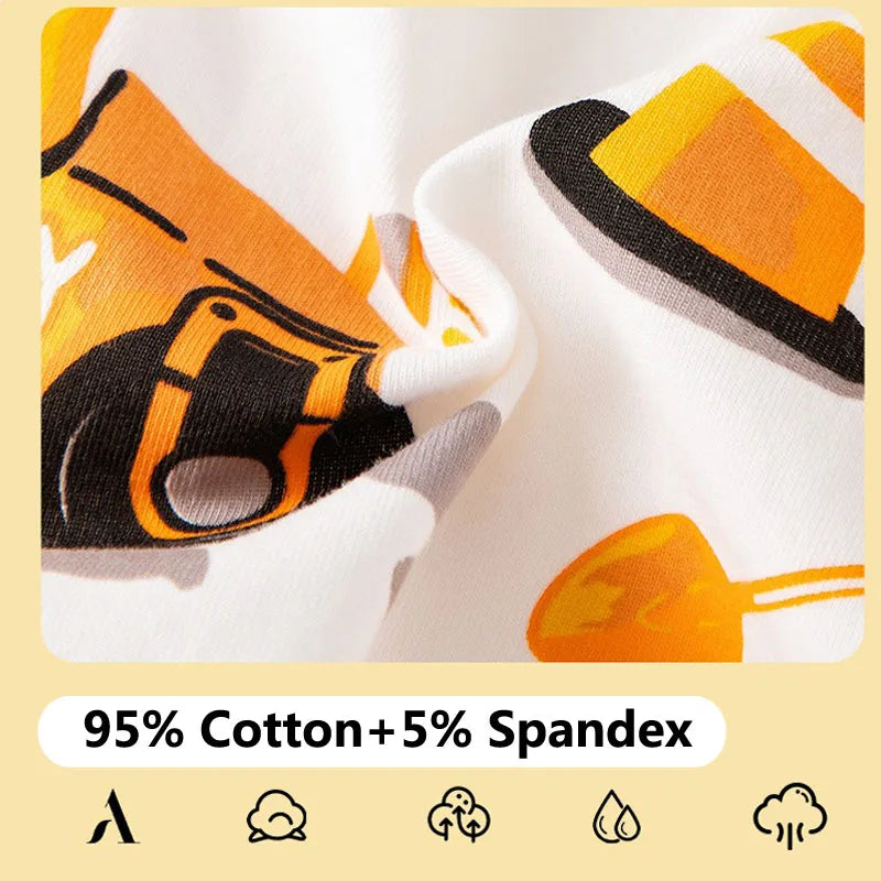 4/8Pcs High Quality Cotton Boy Boxer Brief Cool Excavator Pattern Kids Boxers Breathable Children Underwear Soft Bottom Panty