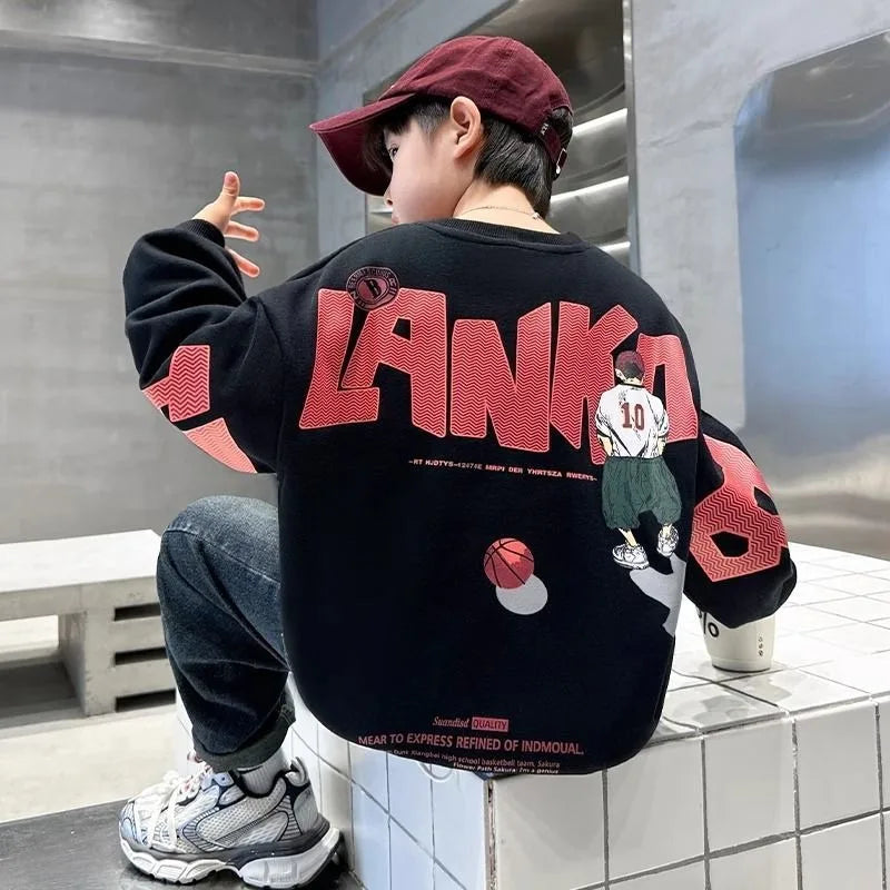 Boys' Medium-Large 2025 New No Hood Spring/Autumn Trendy Stylish Cool Kids Sweatshirt for Spring