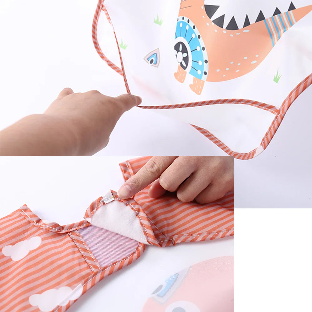 PANGDUBE Waterproof Art Smock Long Sleeve Coverall with Pocket Toddler Painting Apron Baby Feeding Bib for Boys Girls Bib