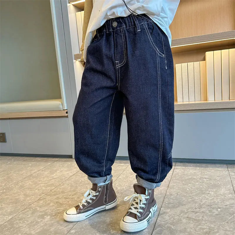 Designer Boys Autumn Winter 2025 New Casual Stretchable Denim Jeans Long Pants Boys' Fashionable Trousers