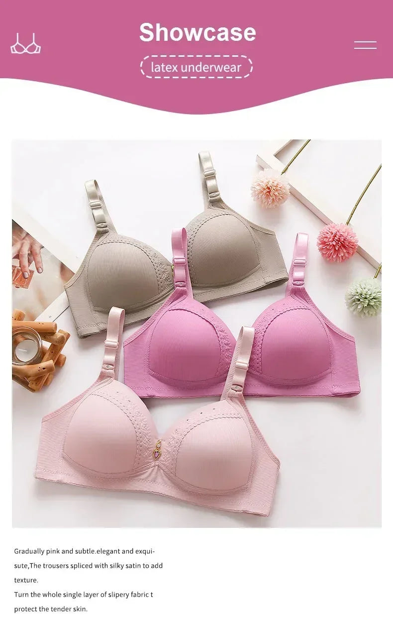 Gathered Side Collection Lifting Underwear Breasts Brassiere Large Size Bra Full Cup Underwear Brassiere No Steel Ring  Bra