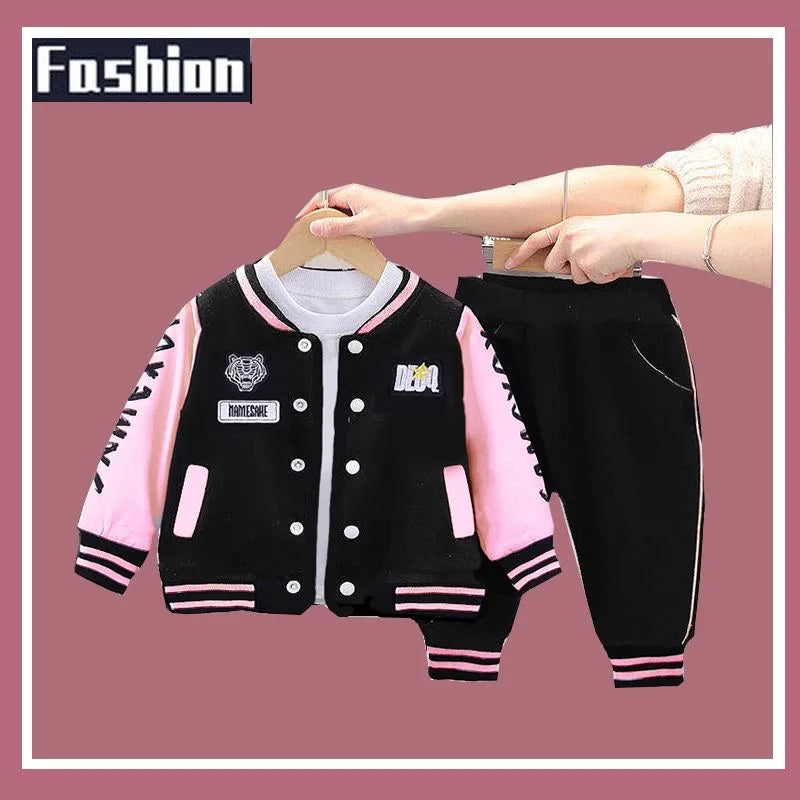 New Spring Autumn Baby Boys Clothing Set Cartoon Tiger Baseball Jacket + Pants 2Pcs Toddler Kids Tracksuits Children Clothes