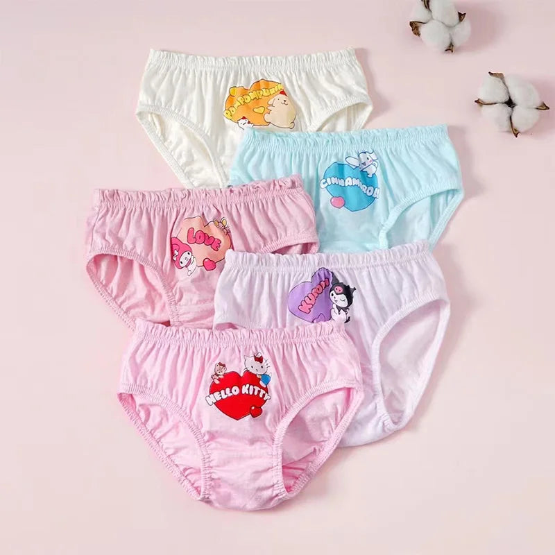 5/10Pcs Girls Cotton Panties Cartoon Character Hello Kitty Kuromi Pochacco Cute Girls Triangle Underwear Soft Preschooler Briefs