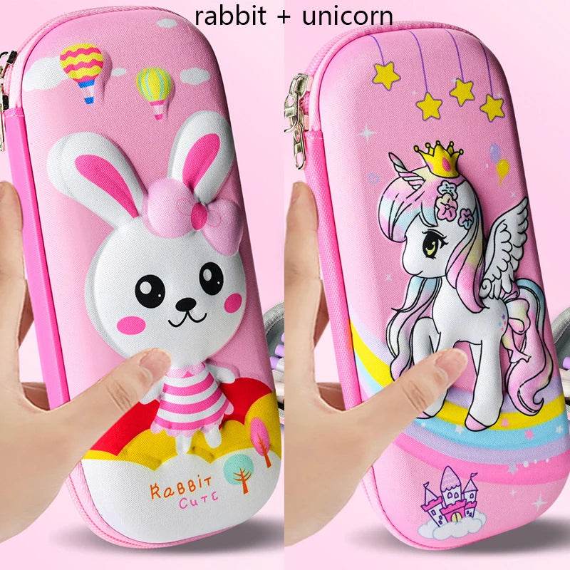 EVA Pencil Case Kawaii School Stationery 3D Dinosaur Pen Case School Supplies Cute Rocket High Capacity Pencil Box