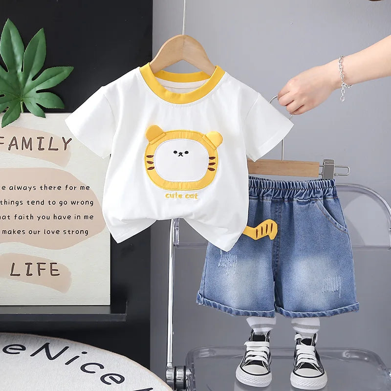 New Summer Baby Clothes Suit Children Boys T-Shirt Shorts 2Pcs/Sets Infant Girls Clothing Toddler Cartoon Costume Kids Outfits