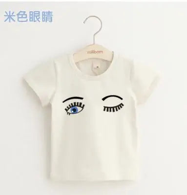 2025 Summer 2 3 4 6 8 10 Years Children Cotton Cartoon Star Bird Cat Rabbit Animal Print Short-Sleeve T-Shirt For Kids Baby Girl